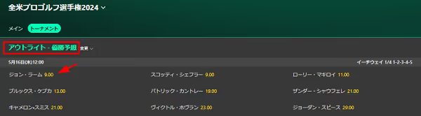 golf betting outlight