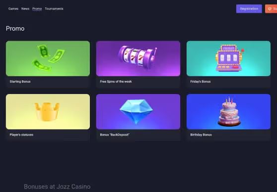Jozz Casino promotions screenshot