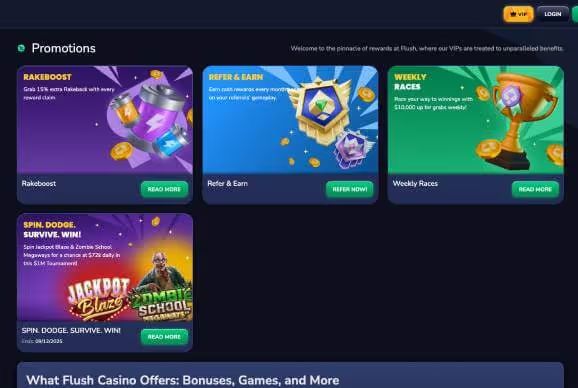 Flush Casino promotions screenshot
