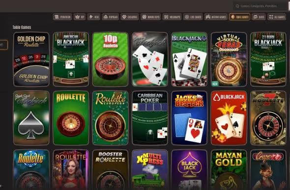 Neon54 Casino table games screenshot