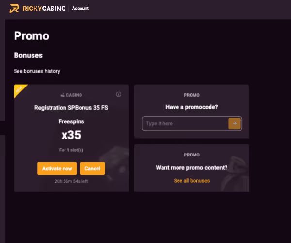 ricky casino how to claim no deposit bonus