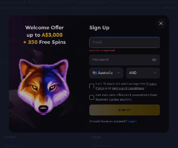 rockwin casino login