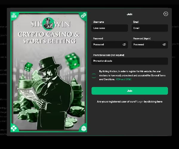 sirwin casino login