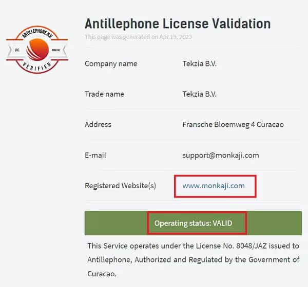 monkaji license new 2