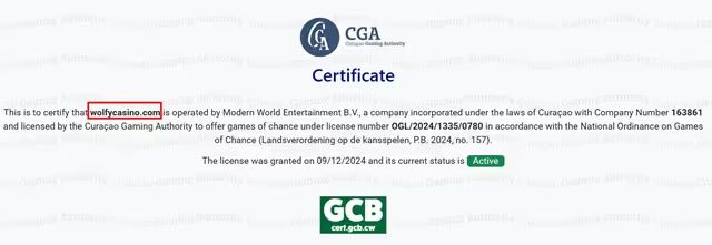 wolfy casino lisence