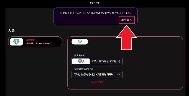 インターカジノ　本登録