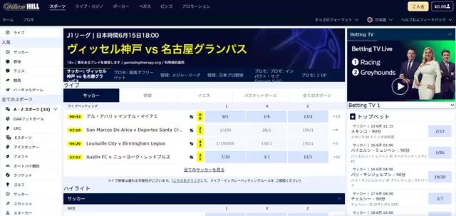 ウィリアムヒル　スポーツベット