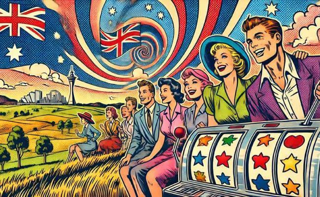 an illustration representing people gambling in Australia and New Zealand