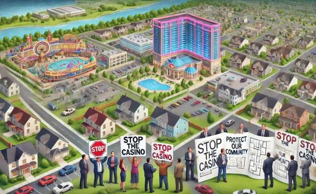 controversial casino development sparking debate in a suburban community