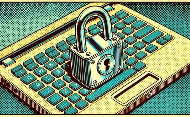 A padlock on a laptop keyboard, symbolizing online security and player protection.
