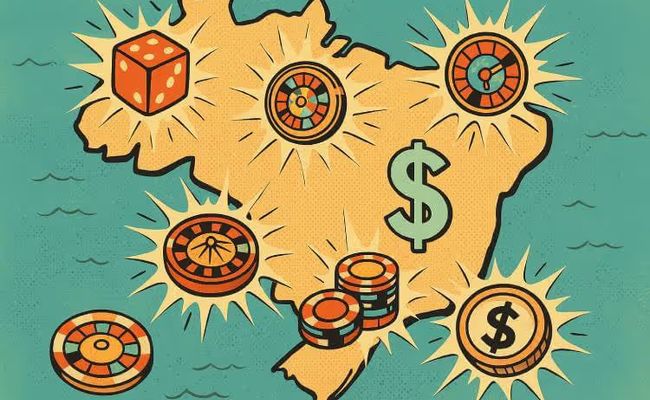 an image showing casino elements on a map of Brazil
