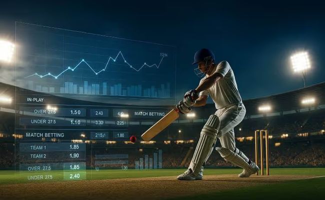 Photo of a cricket player at an Australian Cricket Ground during a match with digital betting overlays symbolising Pragmatic Play sportsbook upgrade.