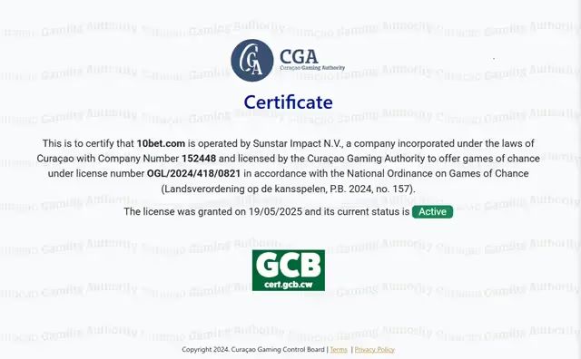 10ベット　ライセンス