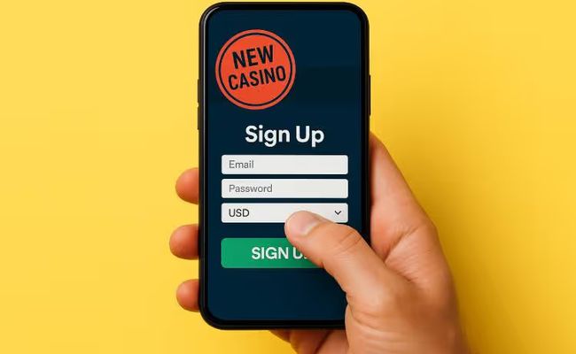 A mobile phone screen displaying a quick and simple registration form for an enhanced user experience at a new online casino.