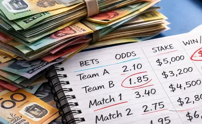 Betting notes with odds and cash showing gambling syndicate risks in Australia
