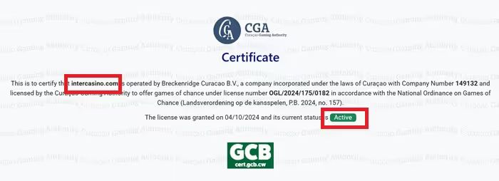 inter casino lisence