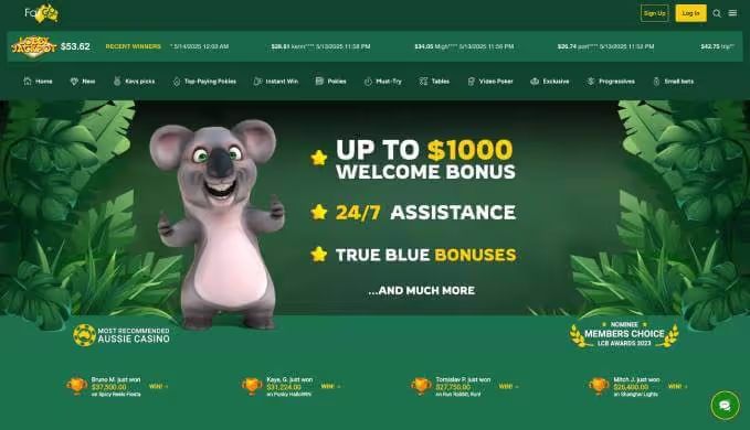 Fair Go Casino homepage on desktop