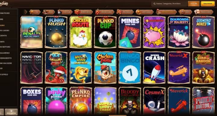 Lizaro Casino instant casino screenshot