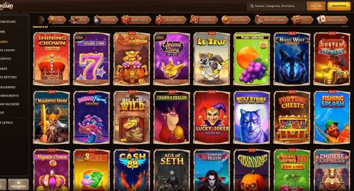 Lizaro Casino online pokies screenshot