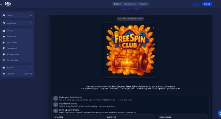 SlotNeo Casino free spin screenshot
