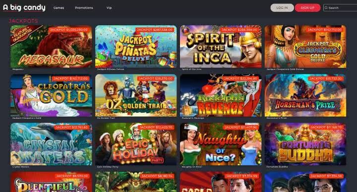 A Big Candy Casino jackpot games screenshot