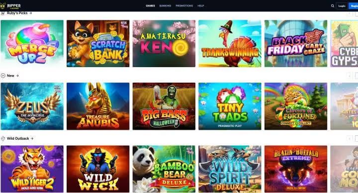 Ripper Casino online pokies screenshot