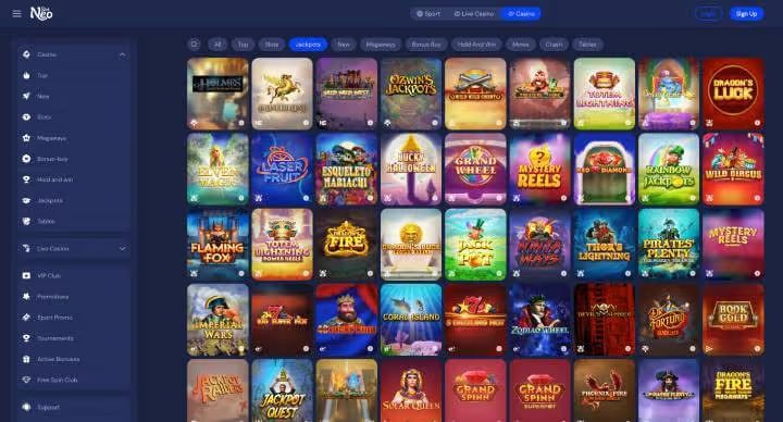 SlotNeo Casino jackpot games screenshot