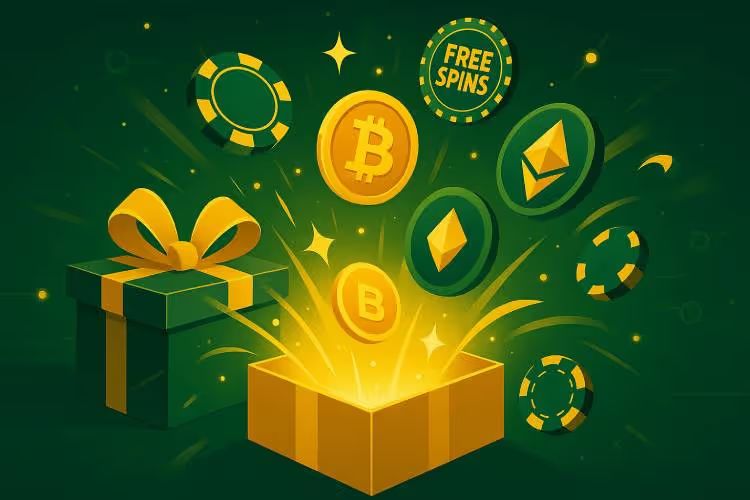 An image showing an abundance of casino bonuses available at a no KYC casino.