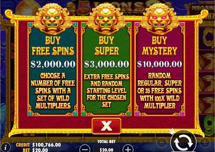 5 Lions Megaways™ 2 Slot Buy Free Spins Bonus