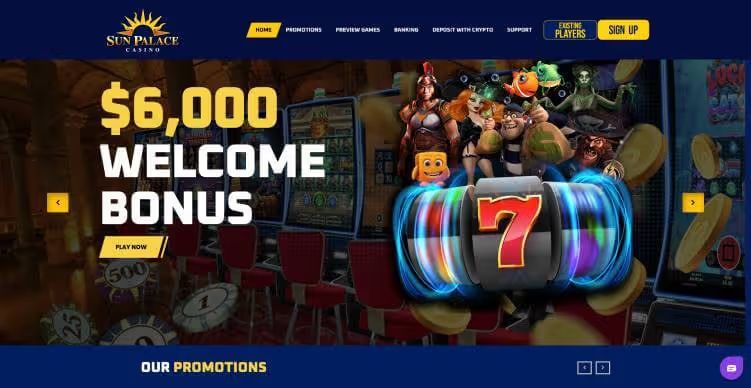 Sun Palace Casino home page screenshot