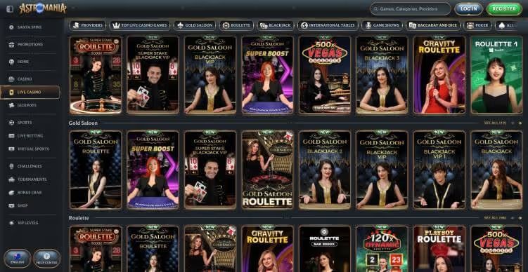 Astromania Casino live games screenshot