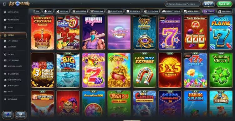 Astromania Casino online slots screenshot