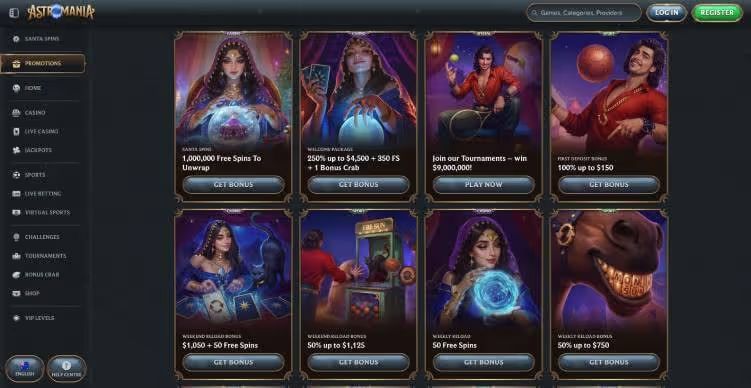 Astromania Casino promotions screenshot