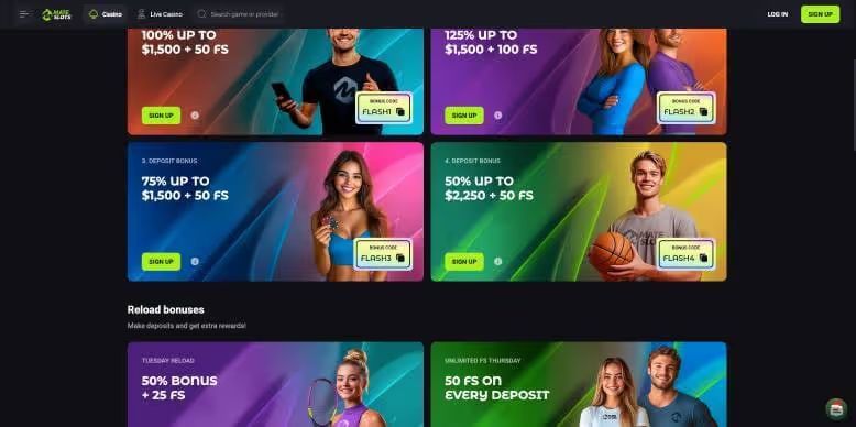 Mateslots Casino promotions screenshot