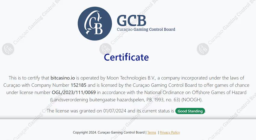 ビットカジノ　ライセンス