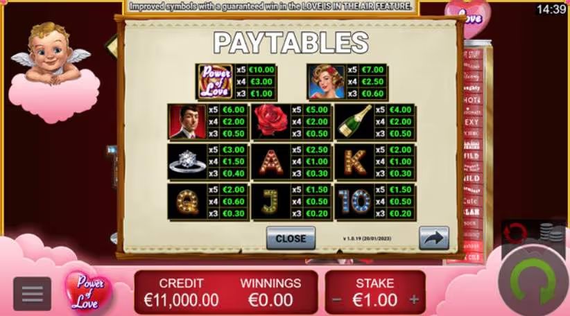 Power of Love slot game rules