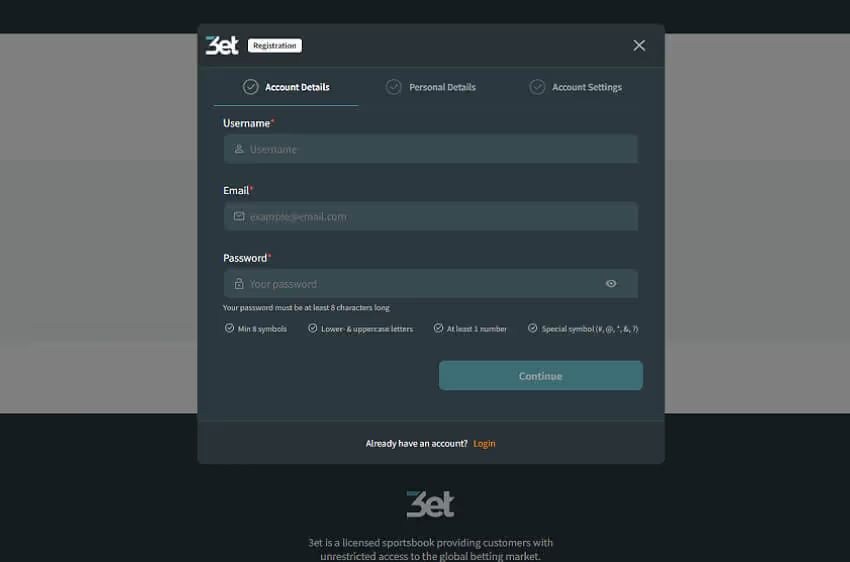 3et Sportsbook new player login