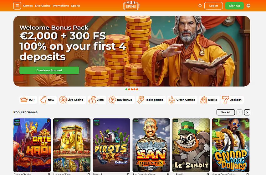 all spins casino welcome bonus