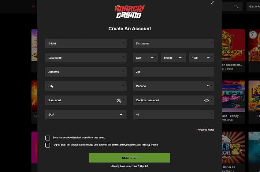 anarchy casino login
