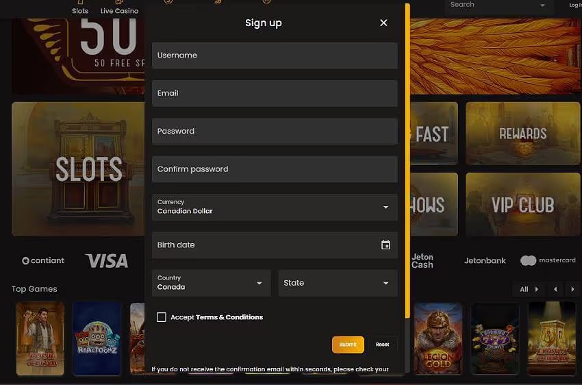 art casino new player login