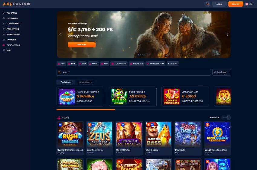 axe casino welcome bonus