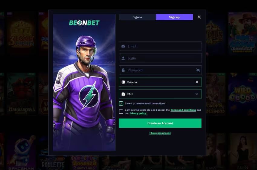 beOnbet casino new player login