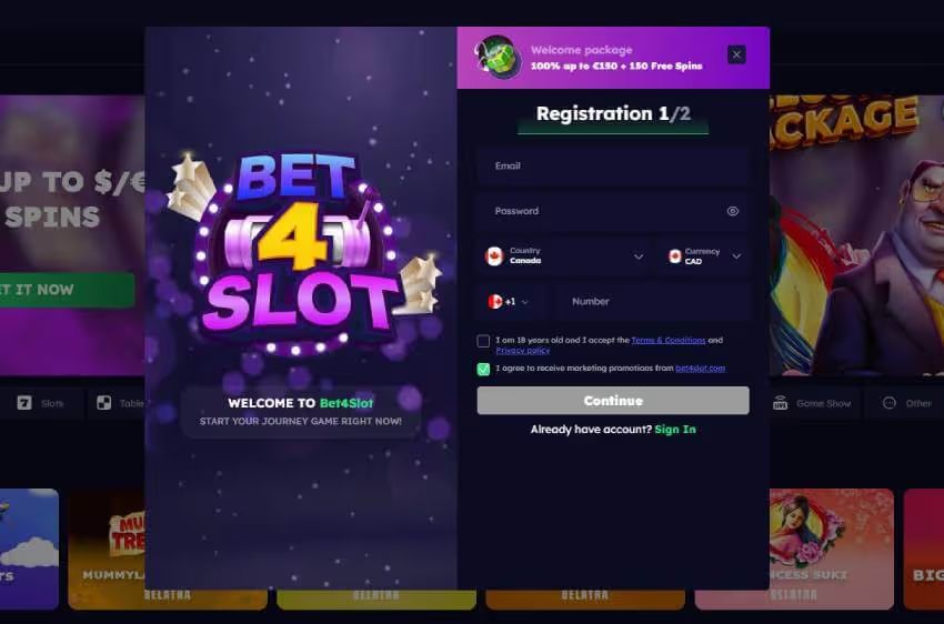 bet4slot casino new player login