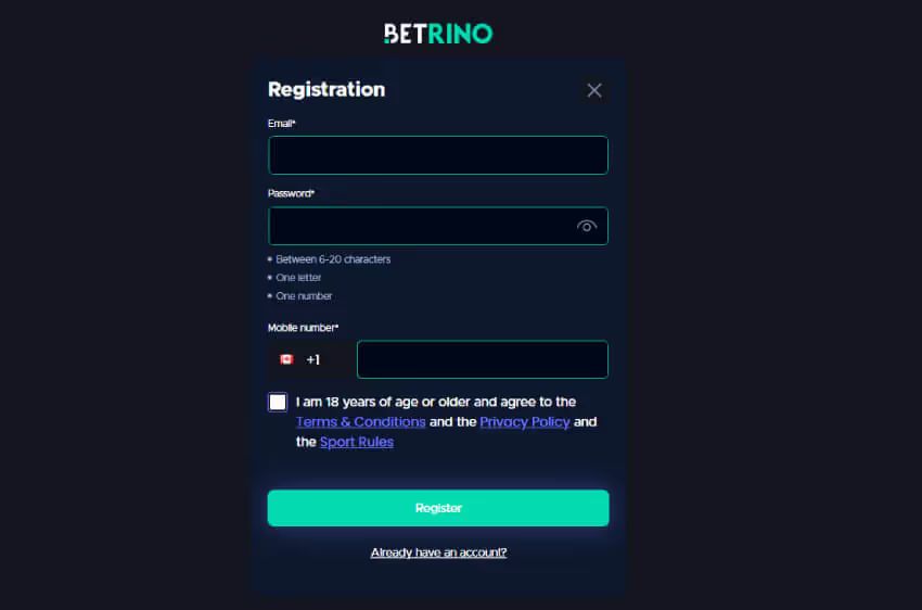 betrino casino new player login