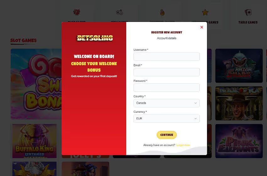 betsolino casino new player login