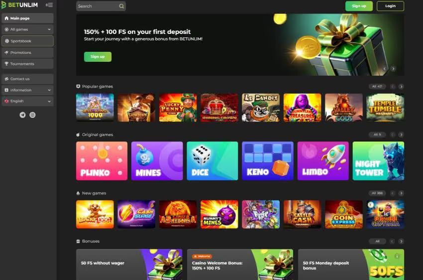 betunlim casino welcome bonus