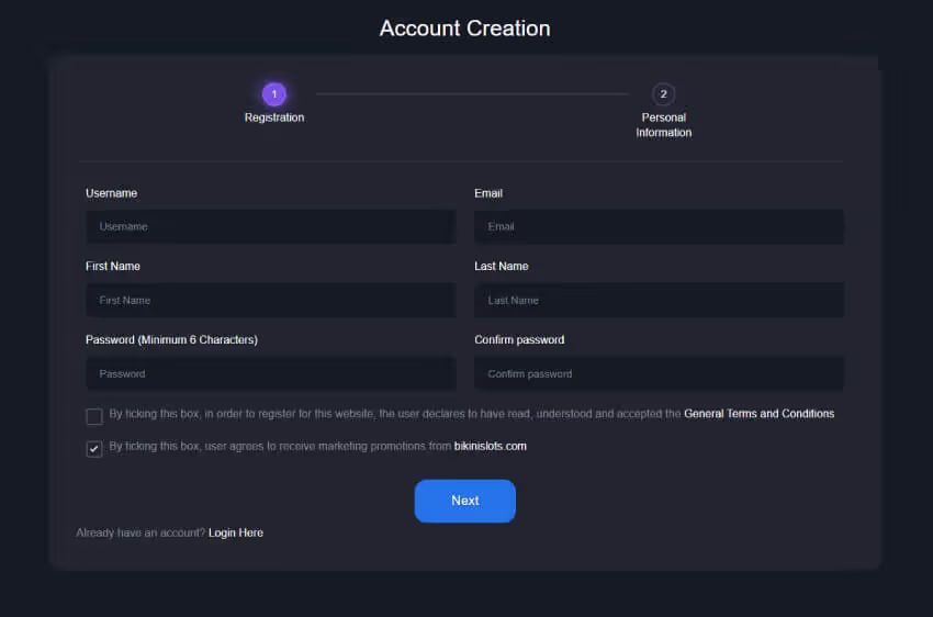 bikinislots casino login