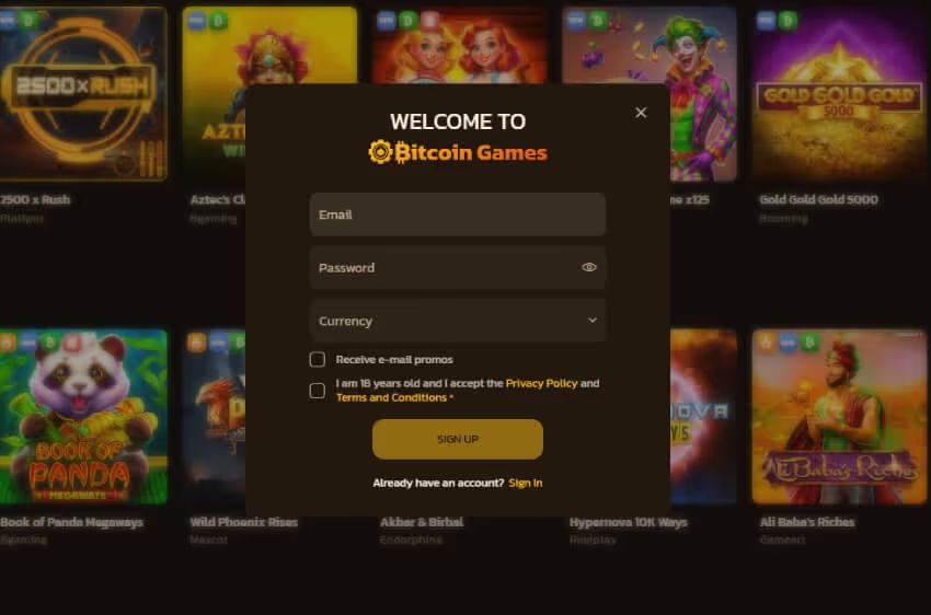 bitcoingames casino login