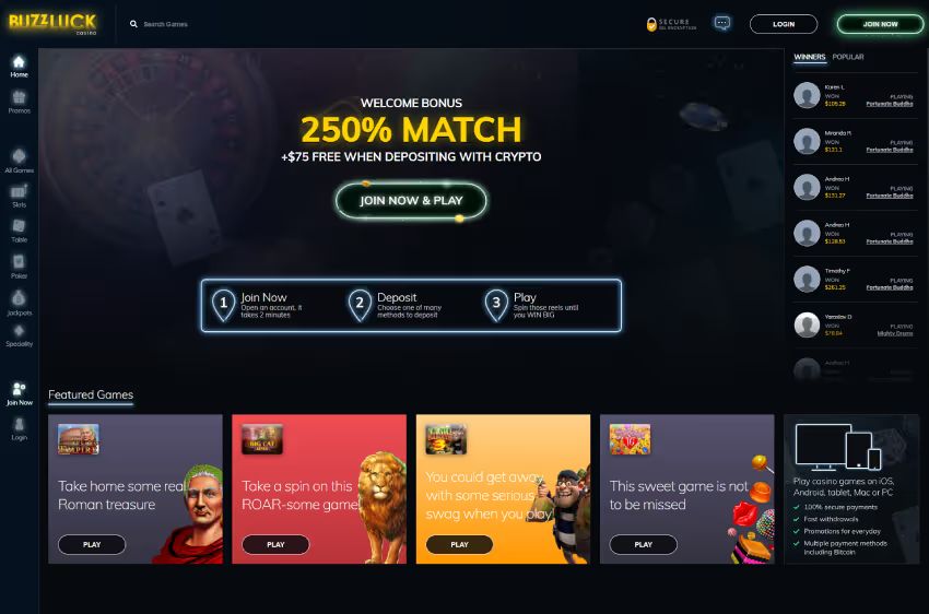 buzzluck casino welcome bonus