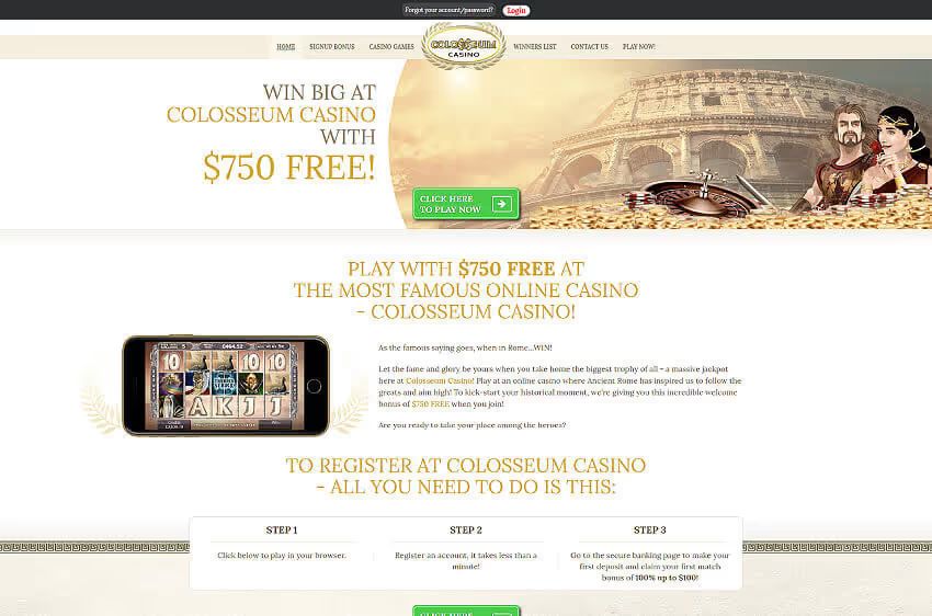 colosseum casino welcome bonus